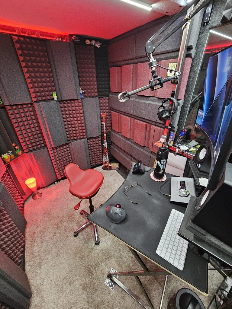 Interior Photo of DC Newman's Recording Space showing equipment and sound treatment.